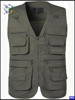 Lightweight Utility Vest Multi-Pocket Safari Travel Fishing Work Casual